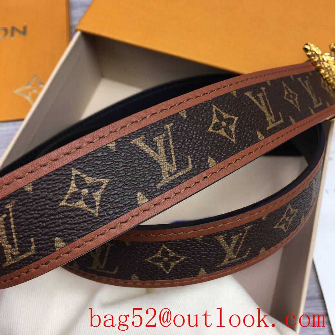 lv Louis Vuitton 30mm chain monogram reversible twist buckle belt M0386W v gold