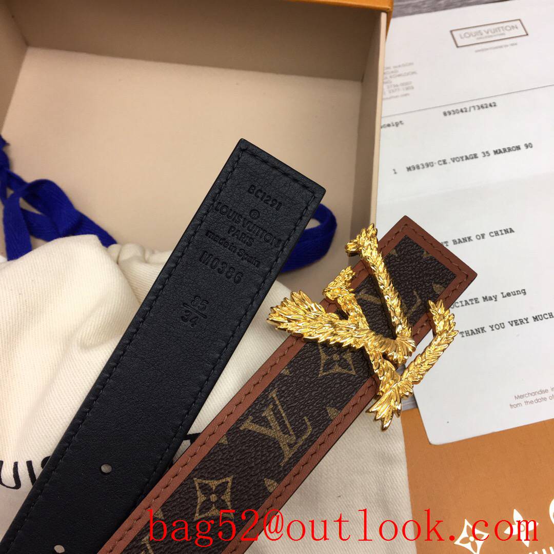 lv Louis Vuitton 30mm chain monogram reversible twist buckle belt M0386W v gold