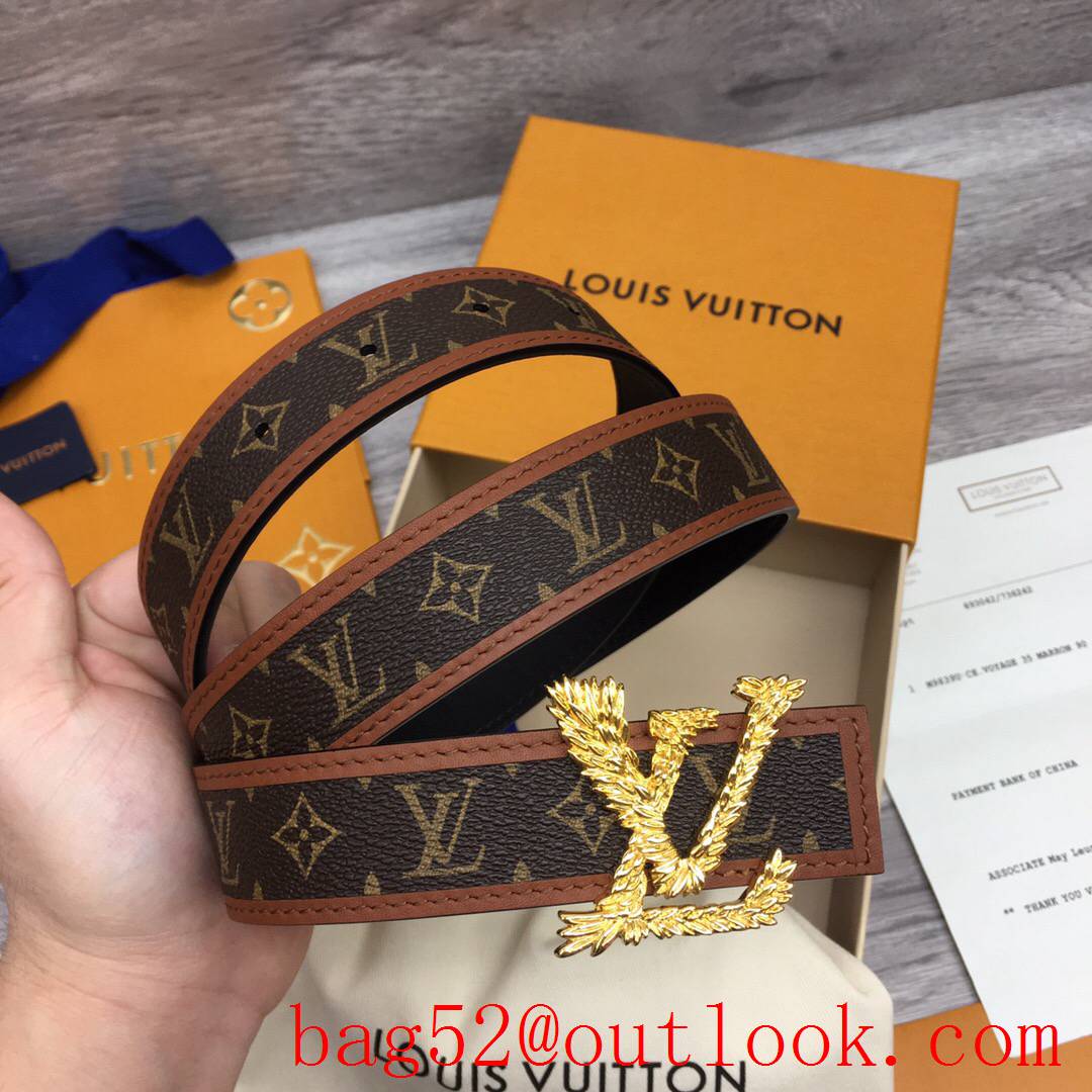 lv Louis Vuitton 30mm chain monogram reversible twist buckle belt M0386W v gold