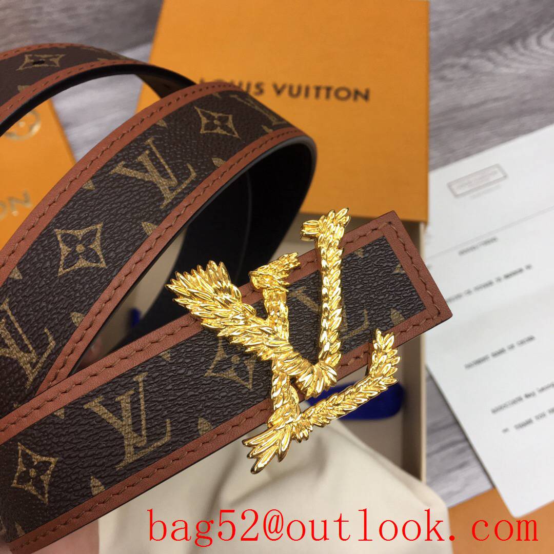 lv Louis Vuitton 30mm chain monogram reversible twist buckle belt M0386W v gold