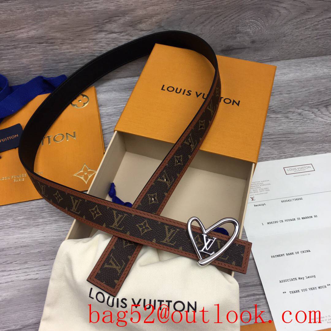 lv Louis Vuitton 30mm fall in love monogram reversible belt silver