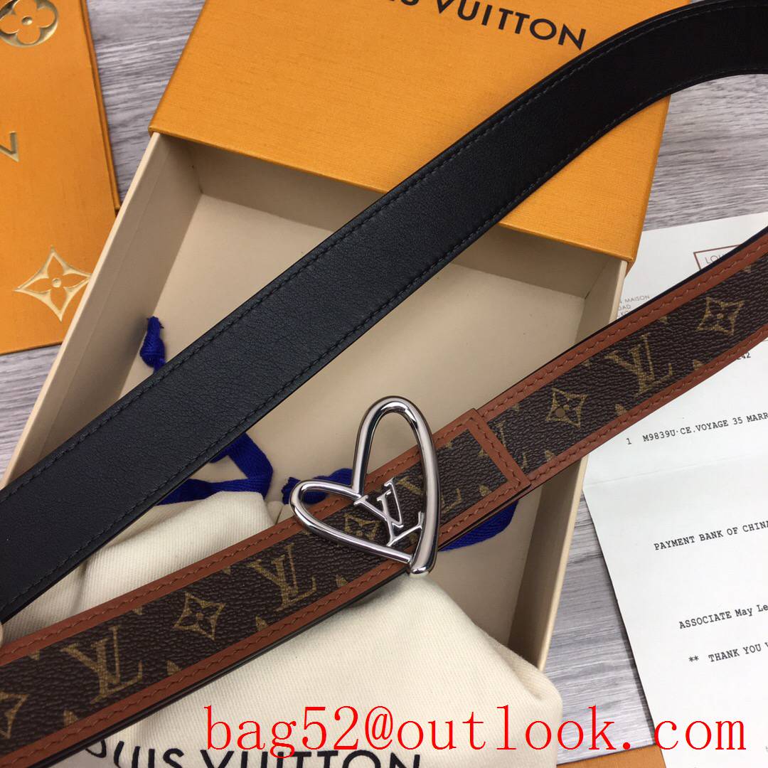 lv Louis Vuitton 30mm fall in love monogram reversible belt silver