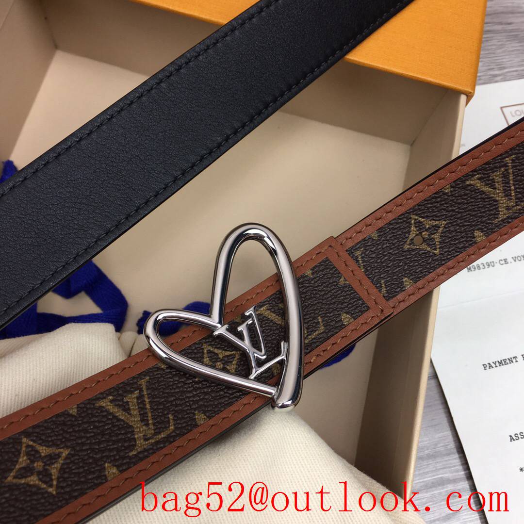 lv Louis Vuitton 30mm fall in love monogram reversible belt silver