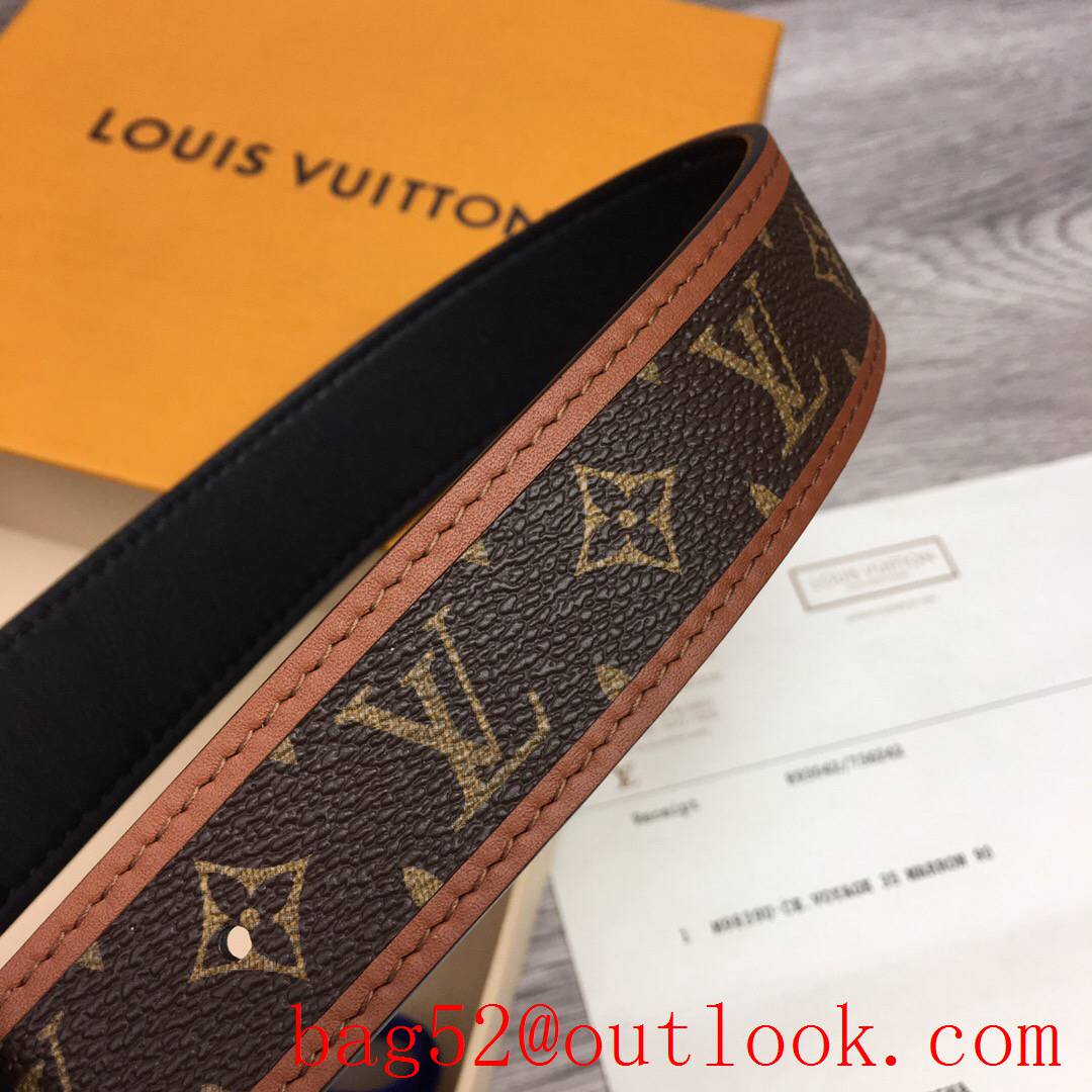 lv Louis Vuitton 30mm fall in love monogram reversible belt silver