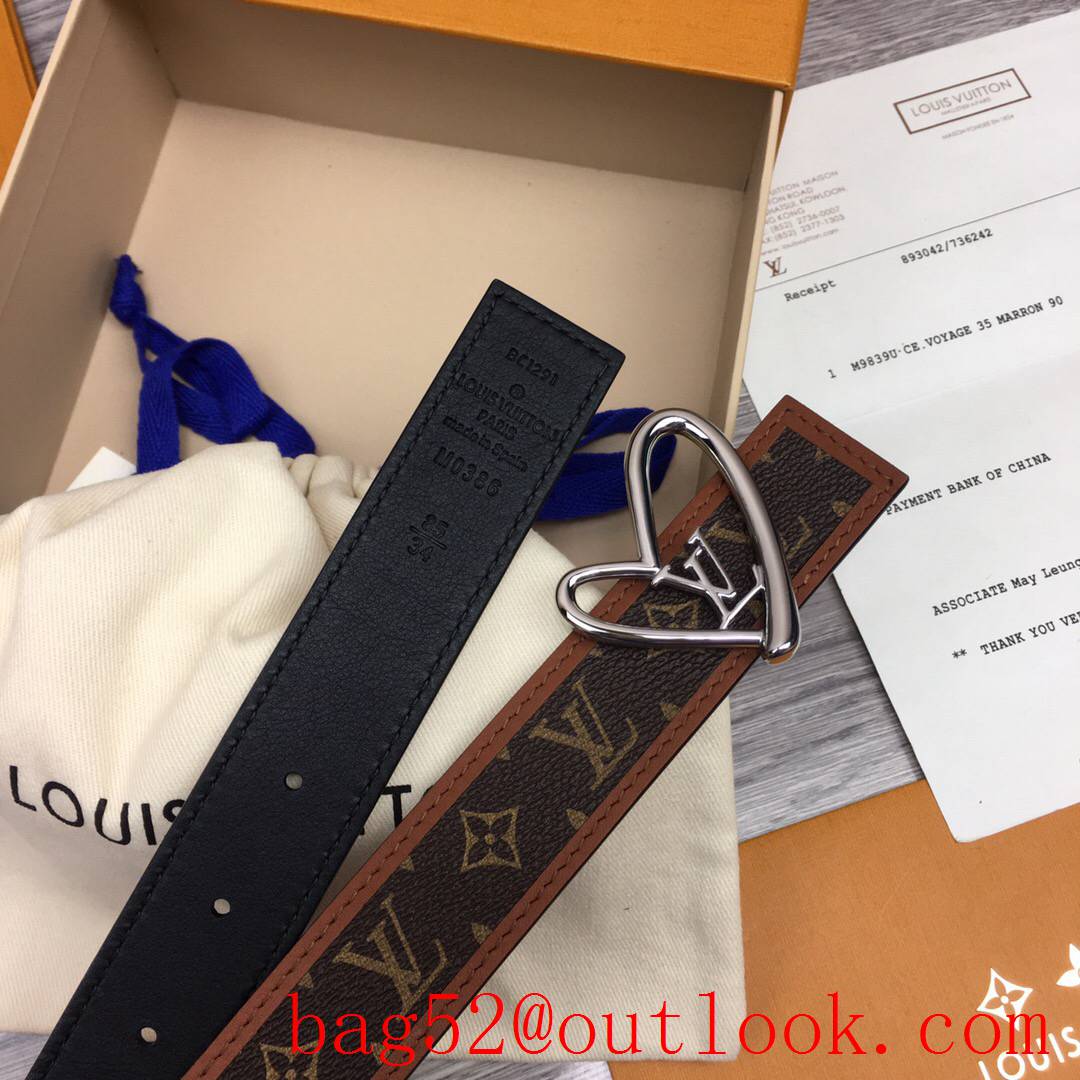 lv Louis Vuitton 30mm fall in love monogram reversible belt silver