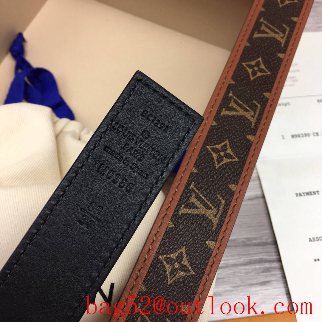 lv Louis Vuitton 30mm fall in love monogram reversible belt silver