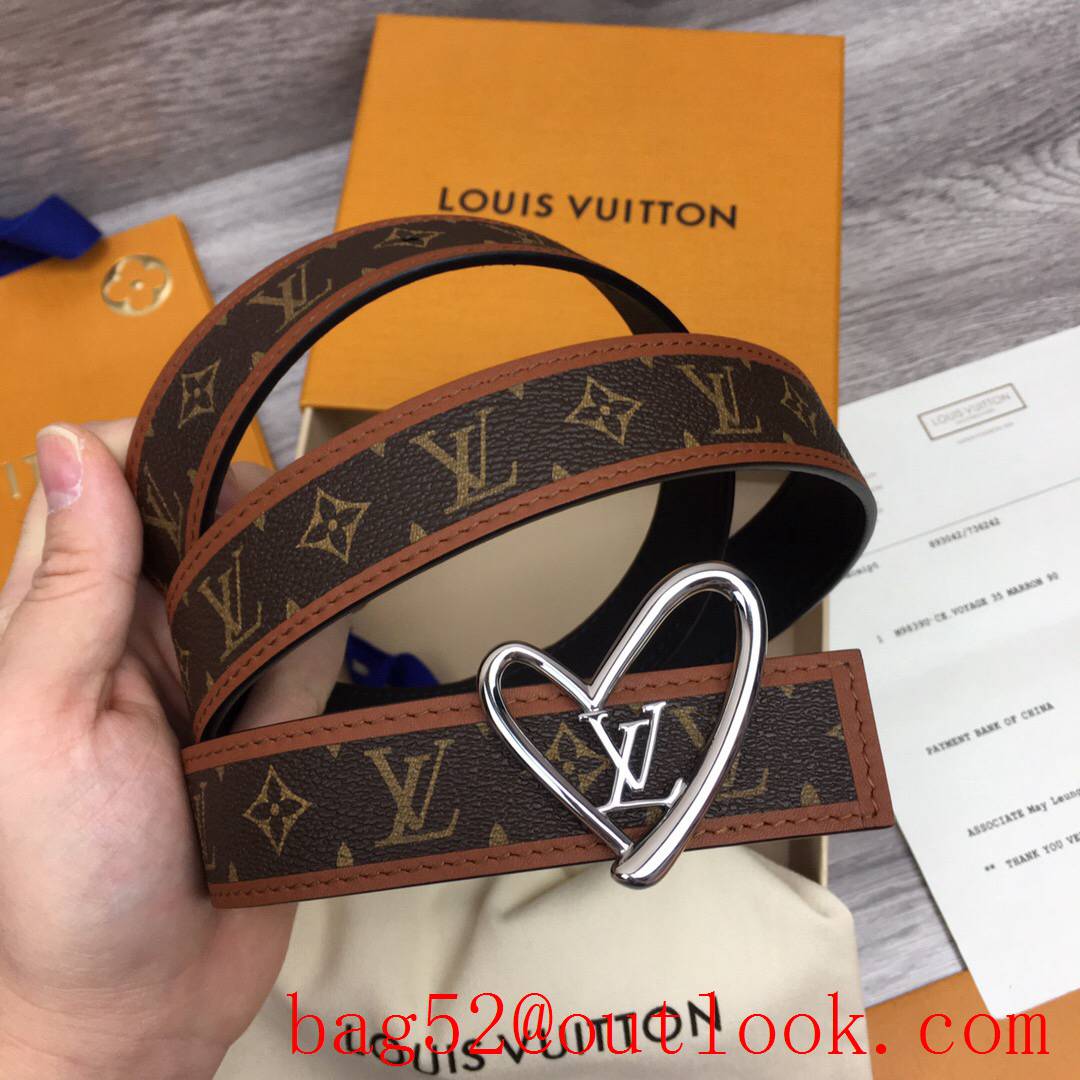 lv Louis Vuitton 30mm fall in love monogram reversible belt silver