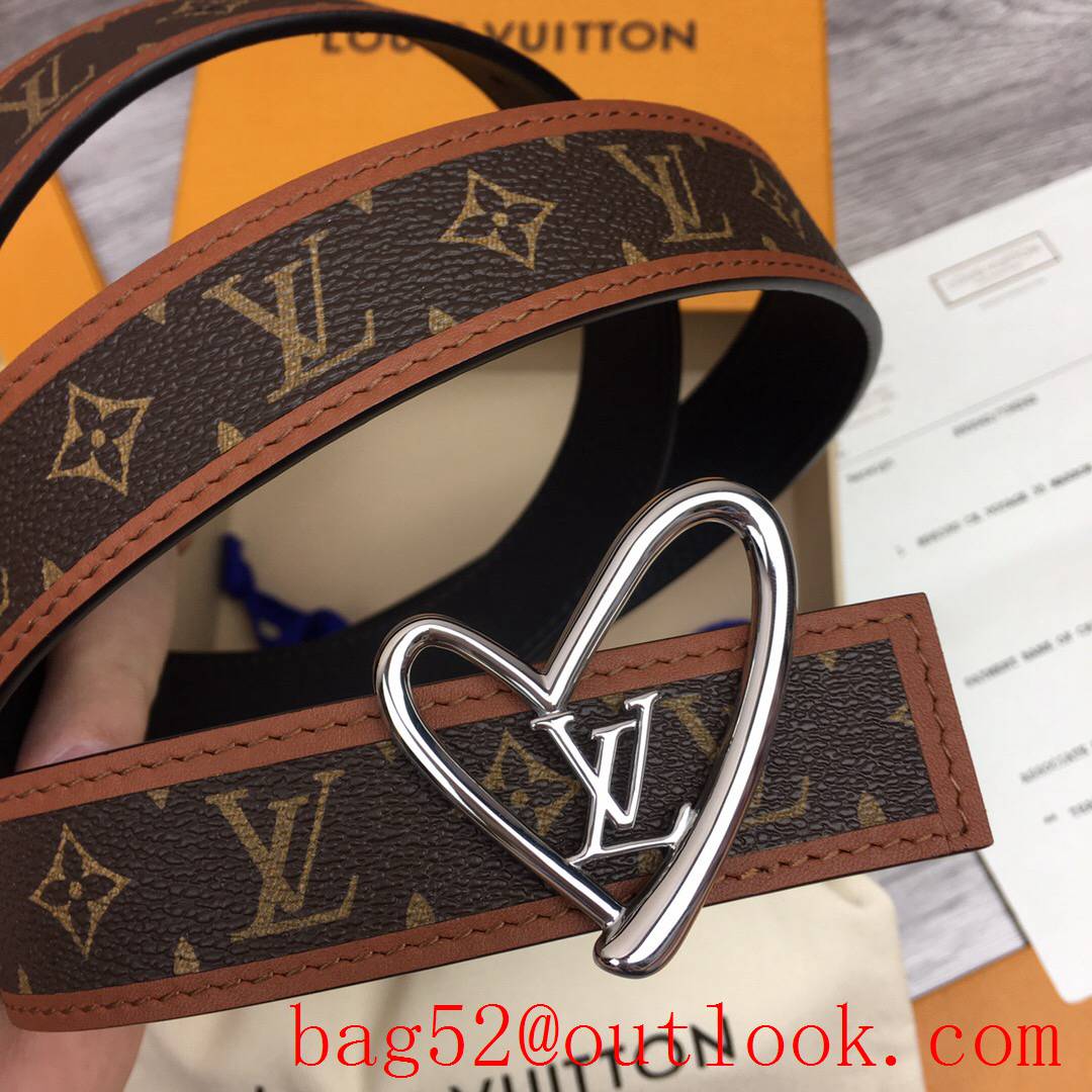 lv Louis Vuitton 30mm fall in love monogram reversible belt silver