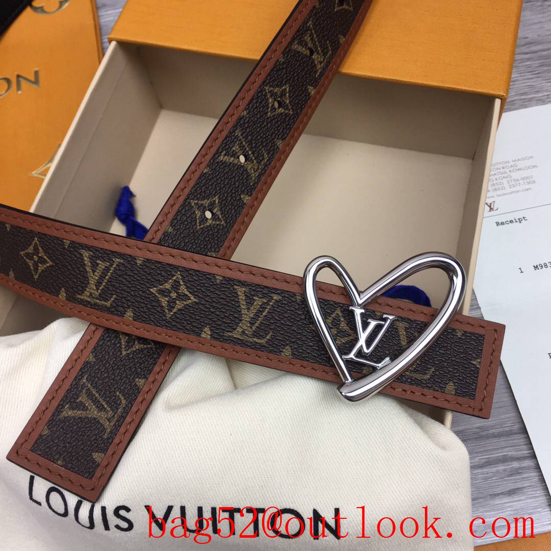 lv Louis Vuitton 30mm fall in love monogram reversible belt silver