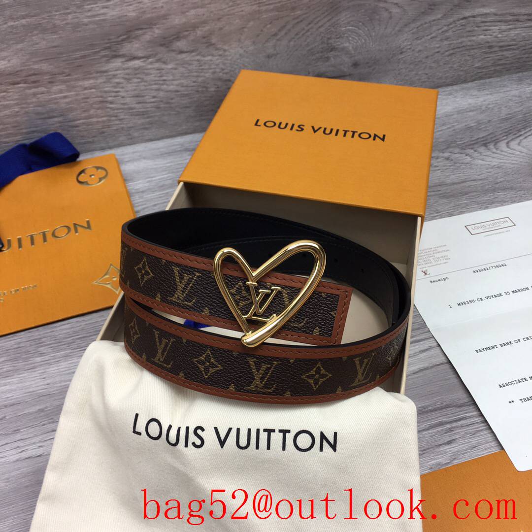 lv Louis Vuitton 30mm fall in love monogram reversible belt gold