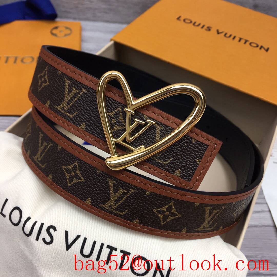 lv Louis Vuitton 30mm fall in love monogram reversible belt gold