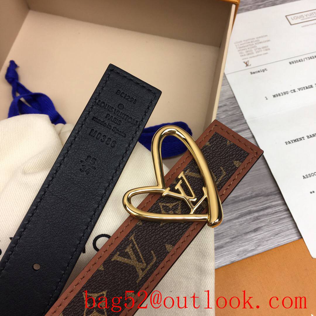 lv Louis Vuitton 30mm fall in love monogram reversible belt gold