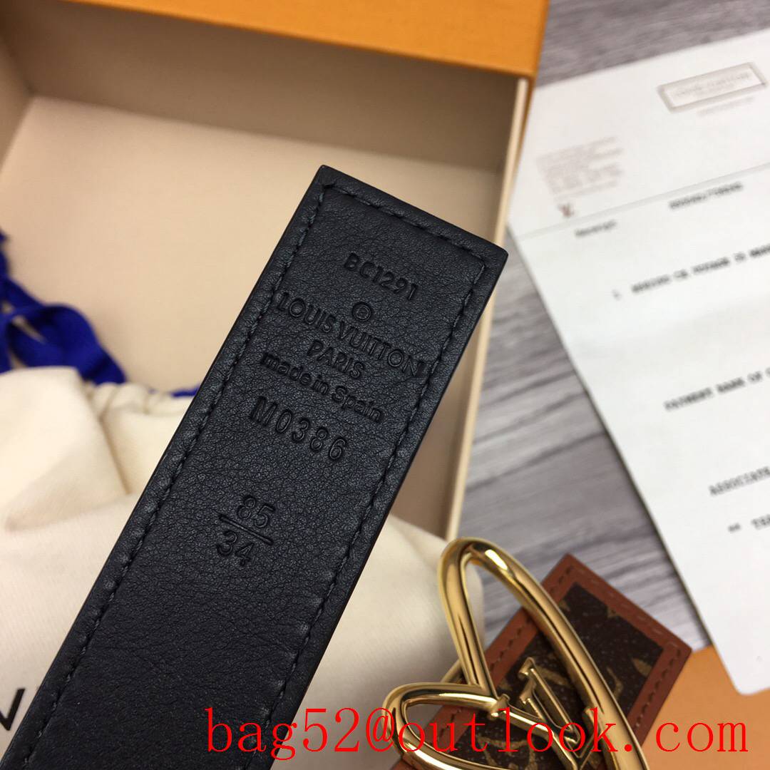 lv Louis Vuitton 30mm fall in love monogram reversible belt gold