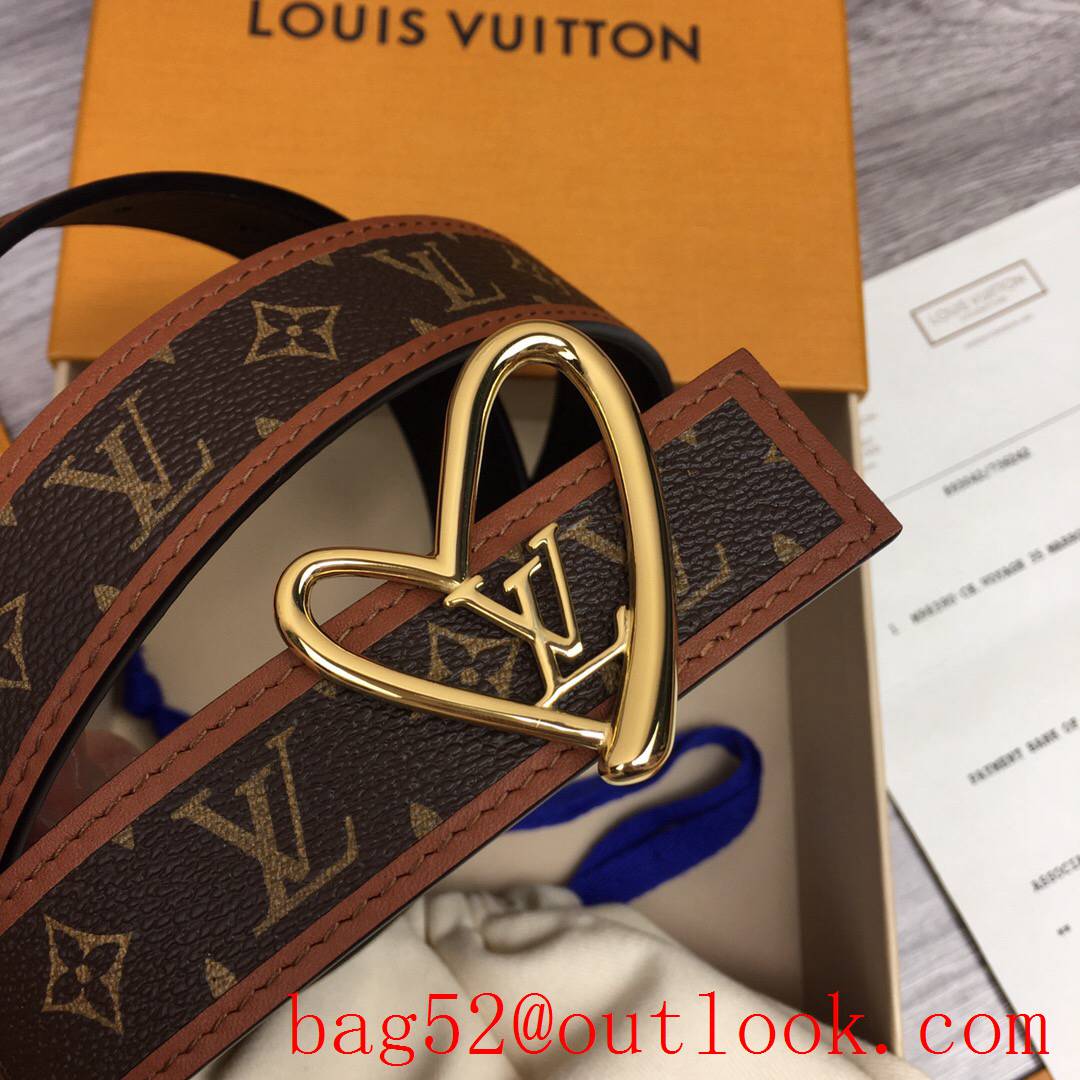 lv Louis Vuitton 30mm fall in love monogram reversible belt gold