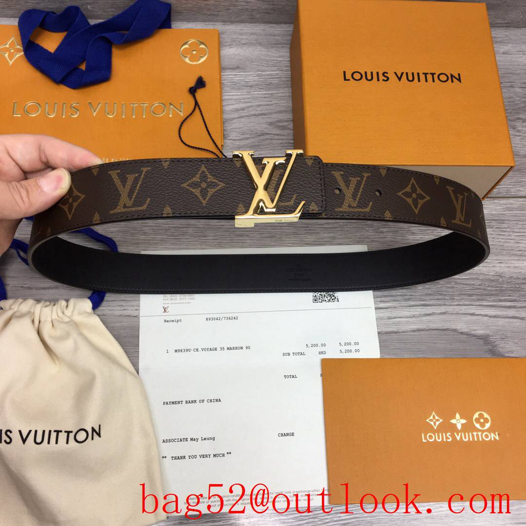 lv Louis Vuitton 35mm iconic initiales monogram reversible belt gold
