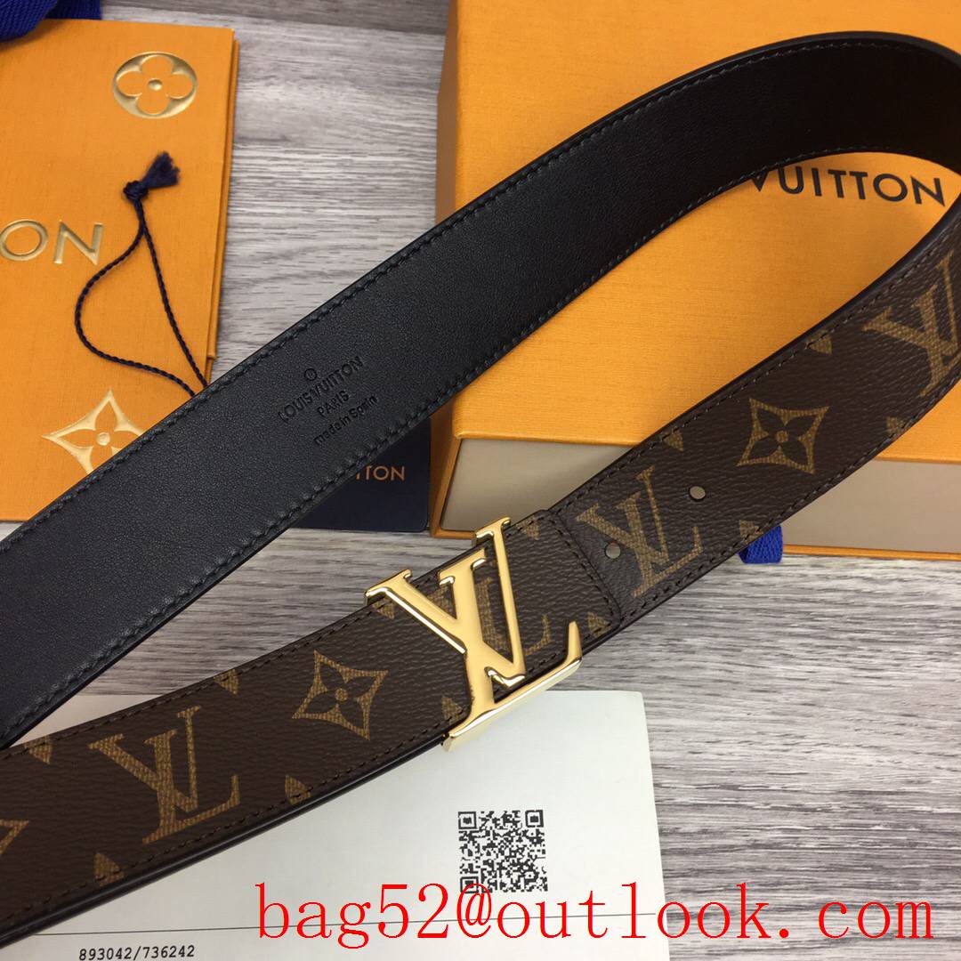 lv Louis Vuitton 35mm iconic initiales monogram reversible belt gold