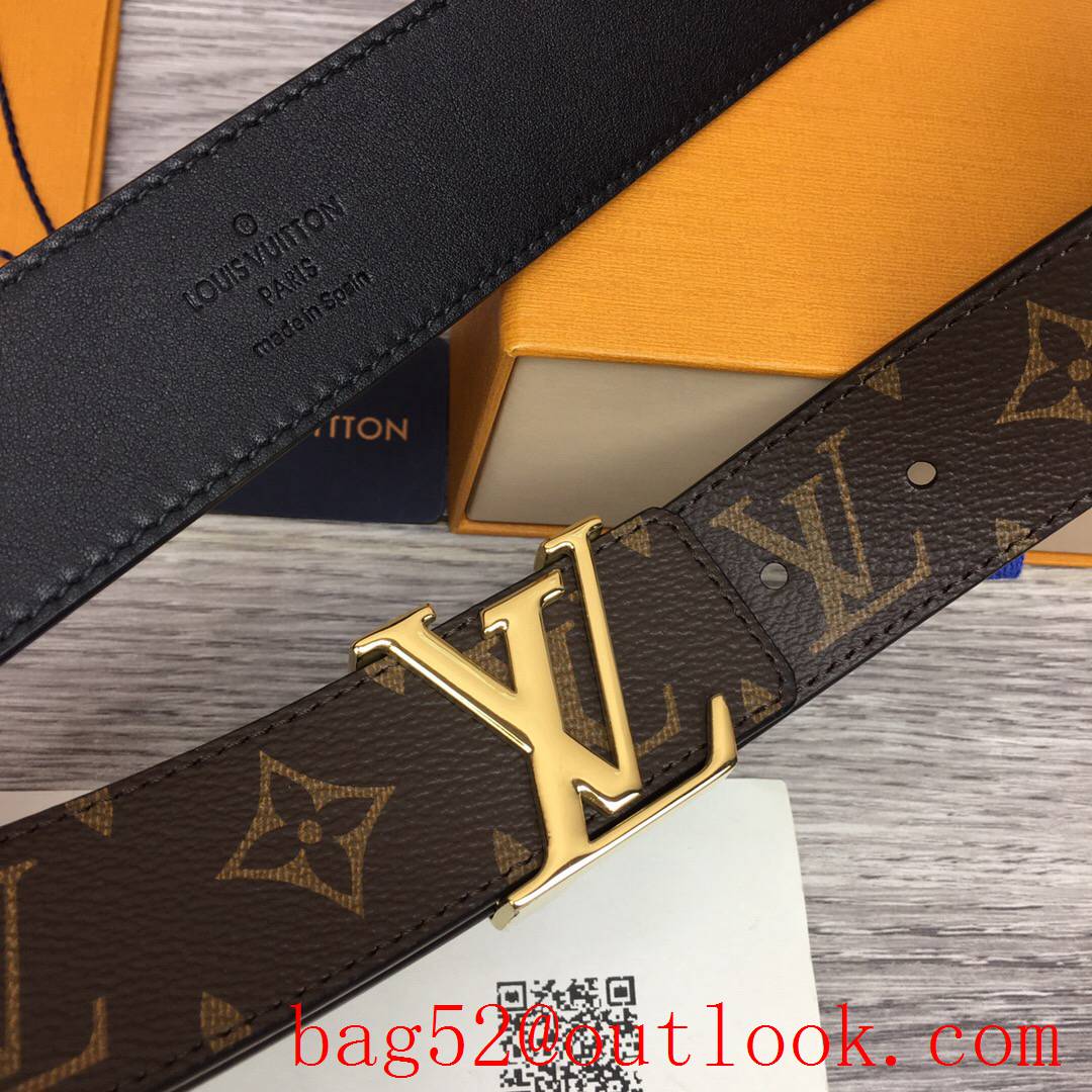 lv Louis Vuitton 35mm iconic initiales monogram reversible belt gold