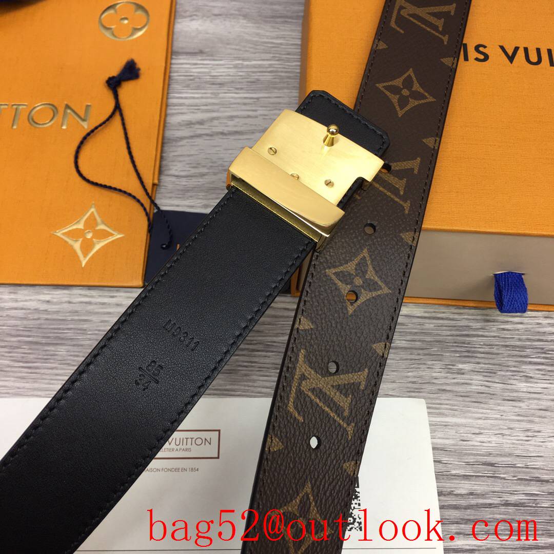 lv Louis Vuitton 35mm iconic initiales monogram reversible belt gold