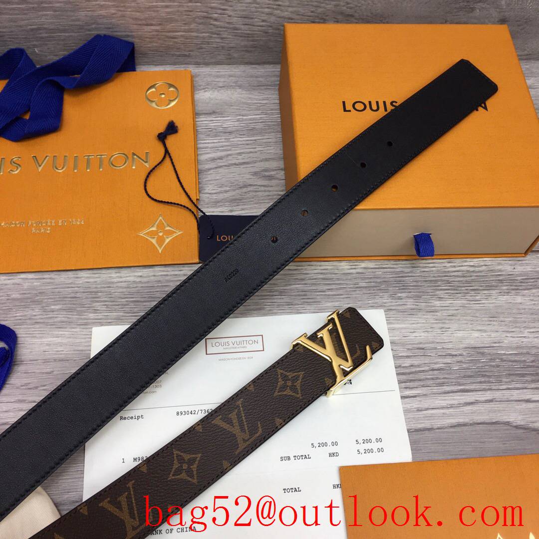 lv Louis Vuitton 35mm iconic initiales monogram reversible belt gold