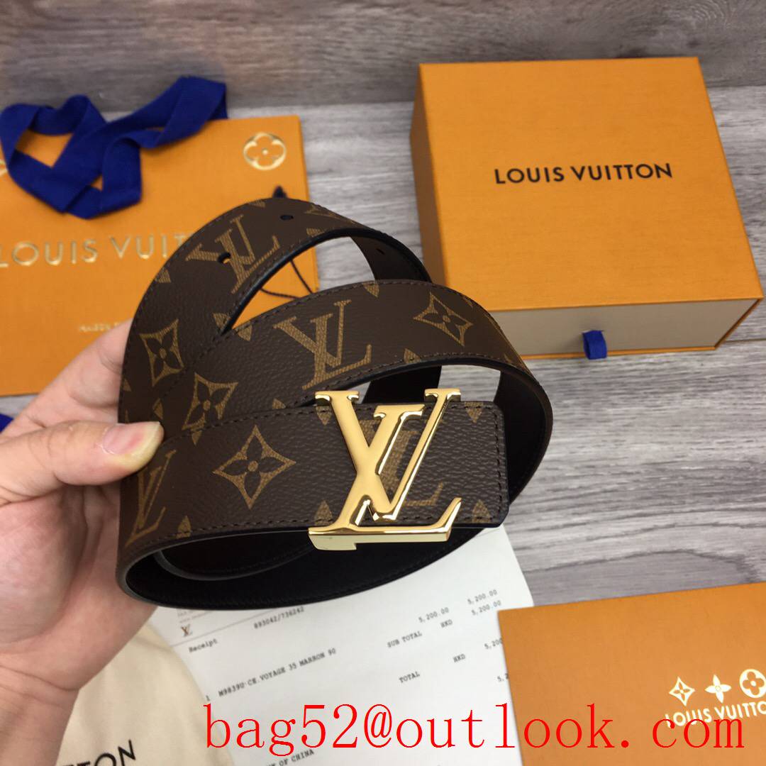 lv Louis Vuitton 35mm iconic initiales monogram reversible belt gold