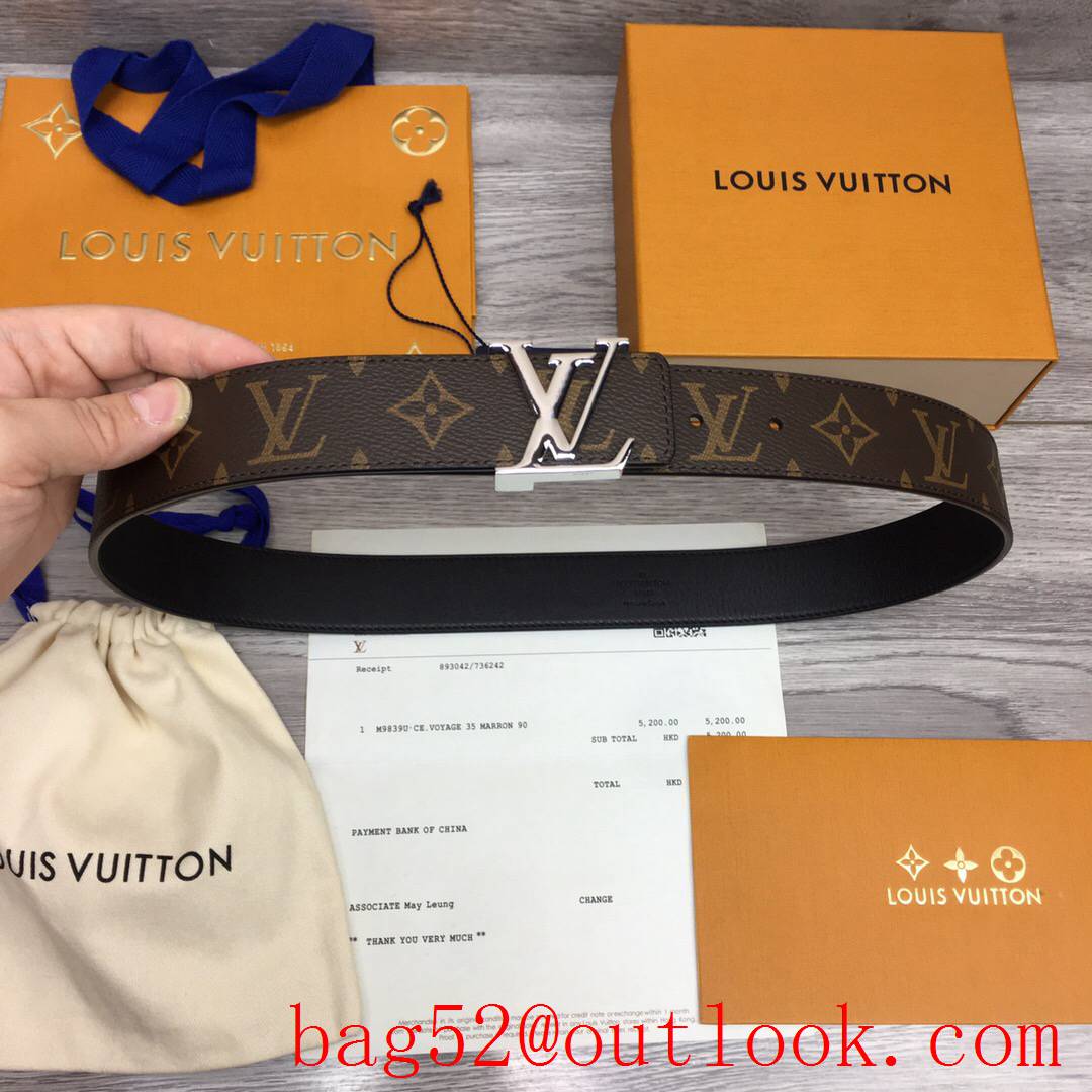lv Louis Vuitton 35mm iconic initiales monogram reversible belt silver