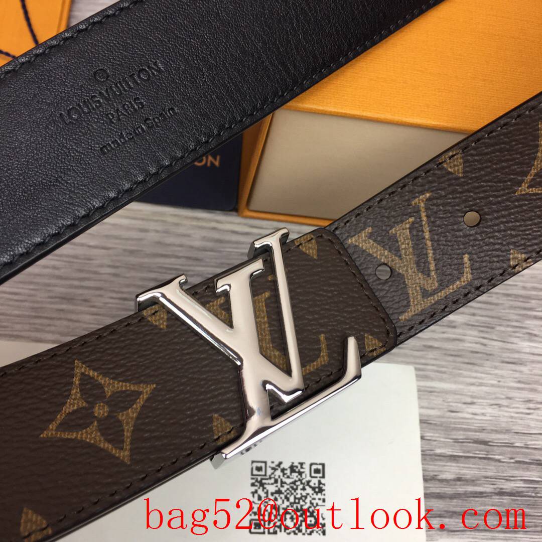 lv Louis Vuitton 35mm iconic initiales monogram reversible belt silver