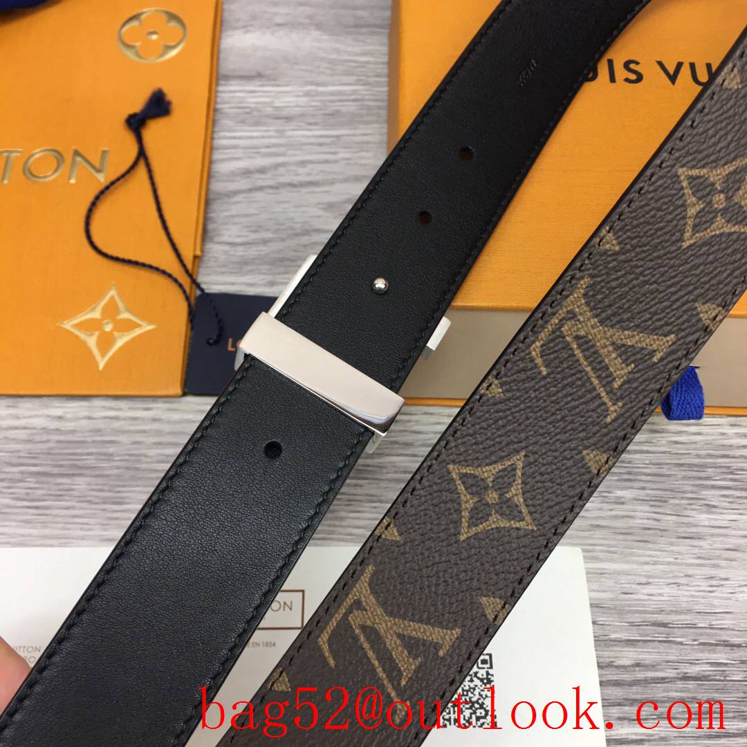 lv Louis Vuitton 35mm iconic initiales monogram reversible belt silver