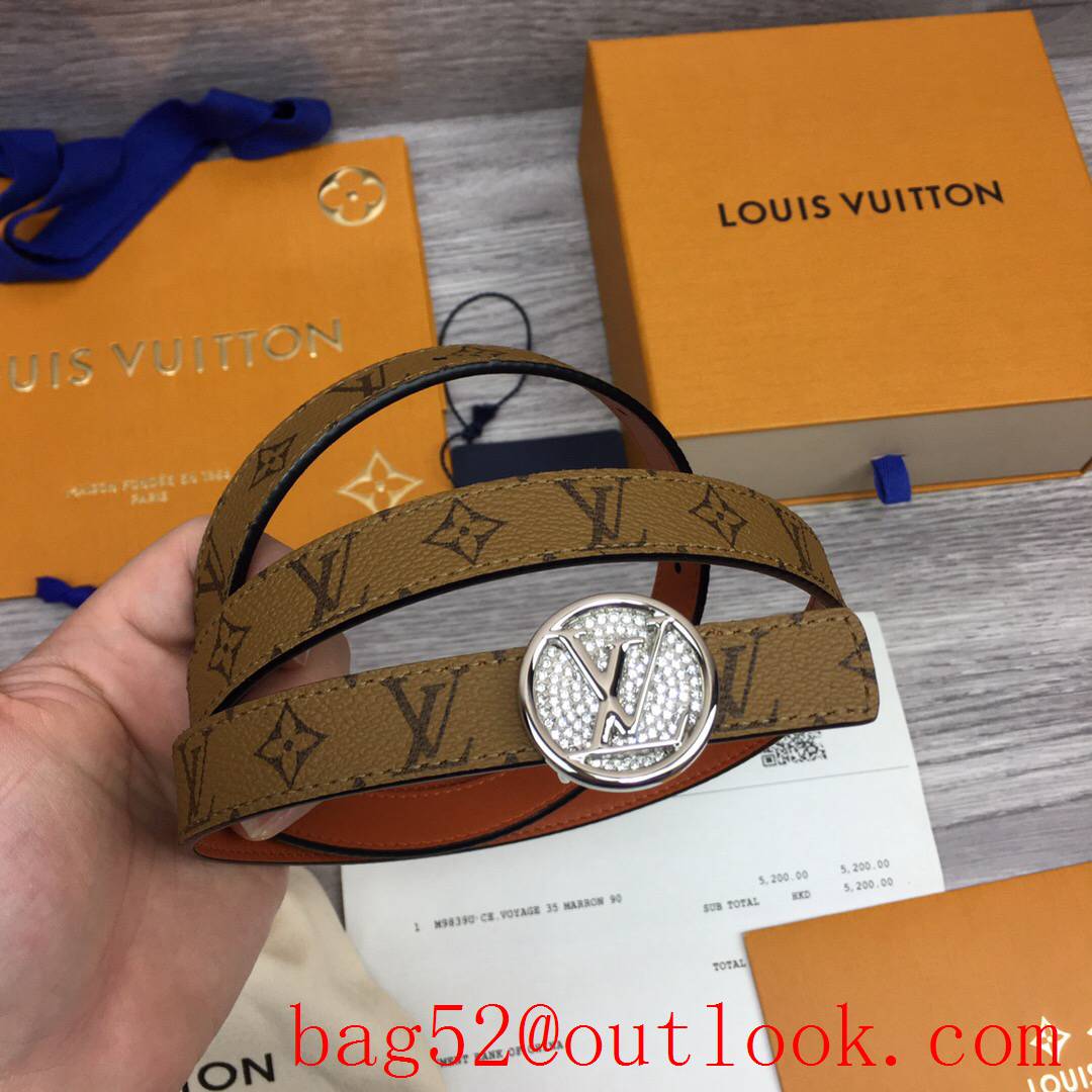 lv Louis Vuitton 20mm circle reversible belt v silver