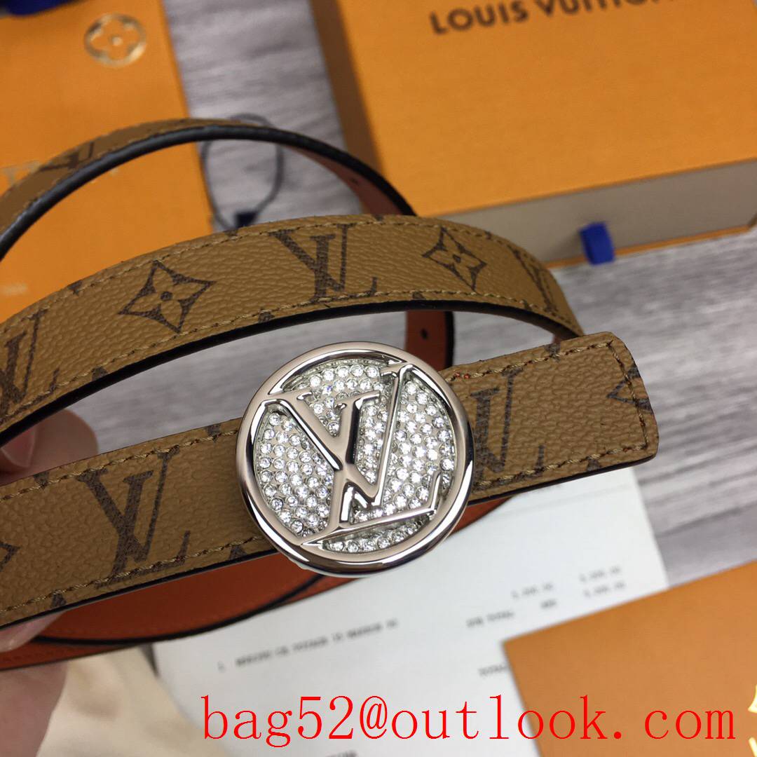 lv Louis Vuitton 20mm circle reversible belt v silver