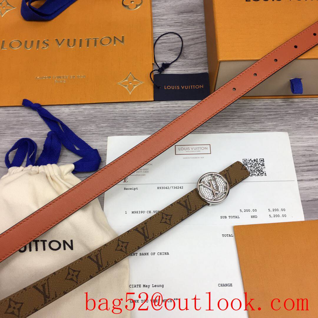 lv Louis Vuitton 20mm circle reversible belt v silver