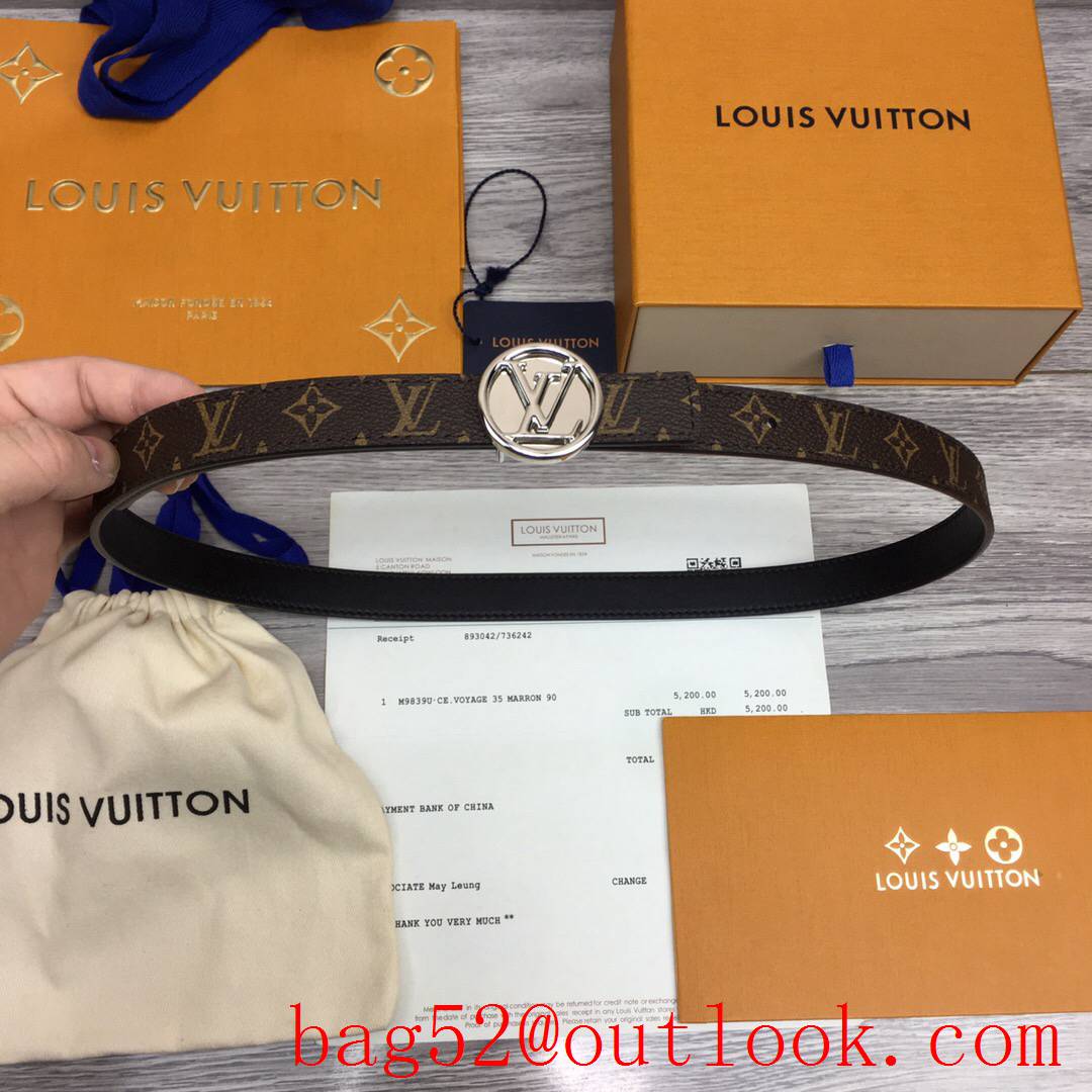 lv Louis Vuitton 20mm circle reversible silver buckle belt
