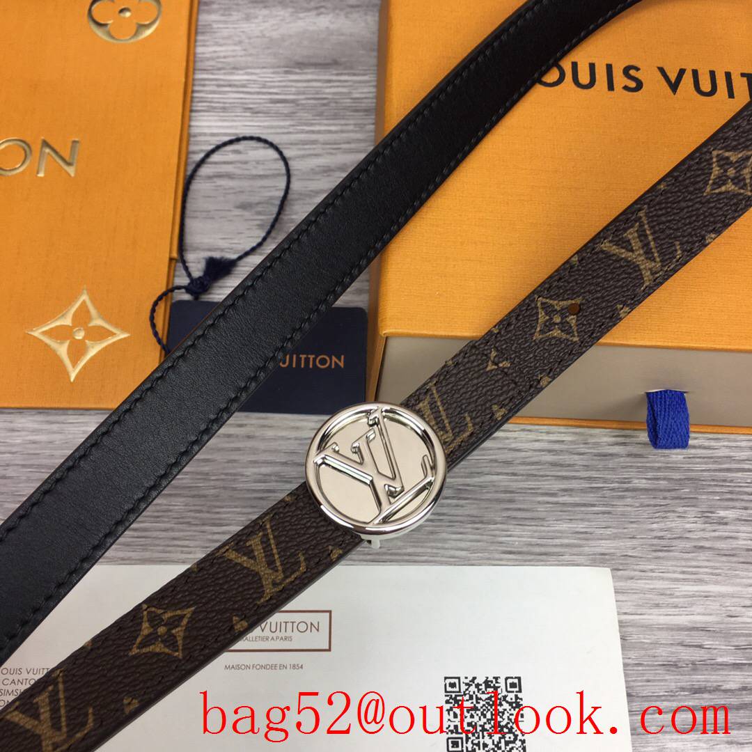 lv Louis Vuitton 20mm circle reversible silver buckle belt