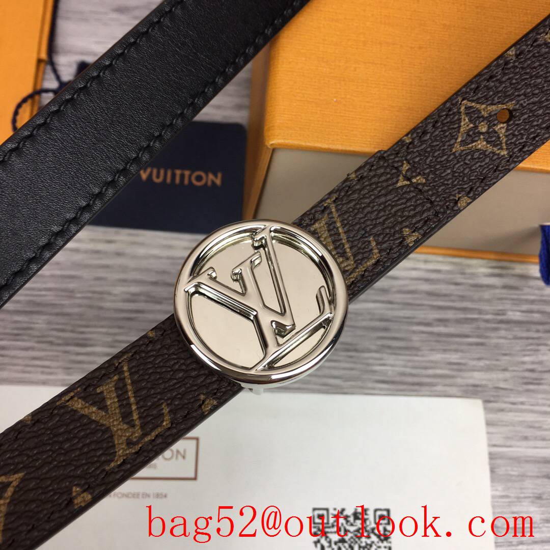 lv Louis Vuitton 20mm circle reversible silver buckle belt