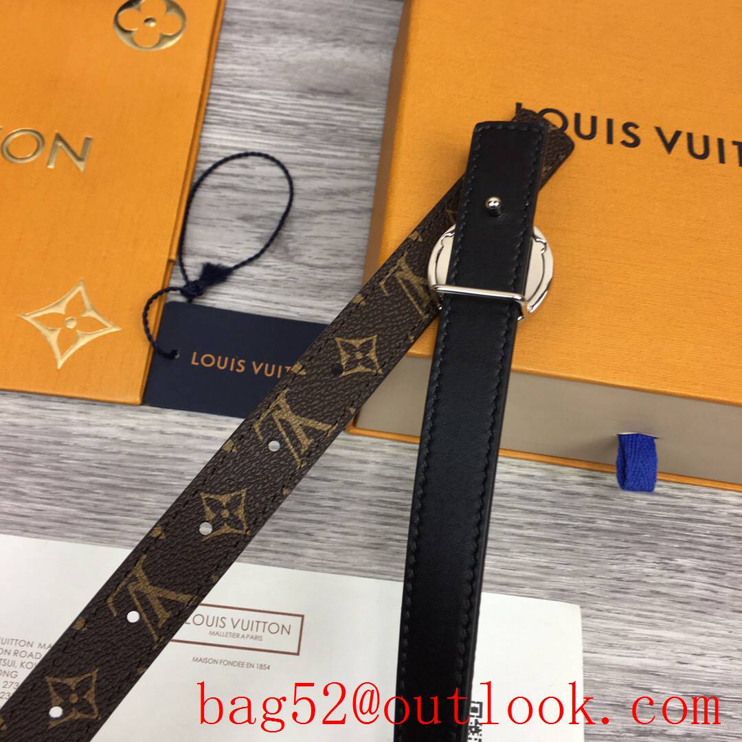 lv Louis Vuitton 20mm circle reversible silver buckle belt