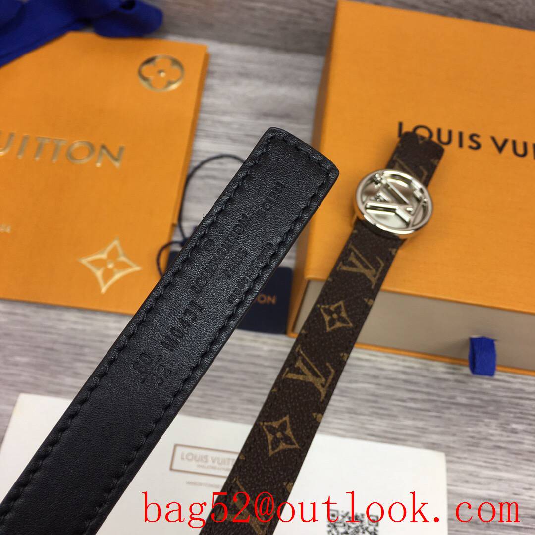 lv Louis Vuitton 20mm circle reversible silver buckle belt