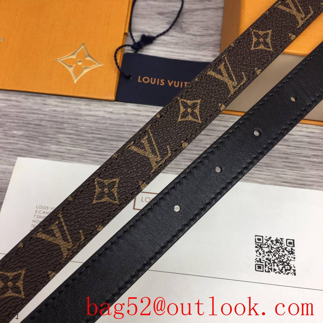 lv Louis Vuitton 20mm circle reversible silver buckle belt