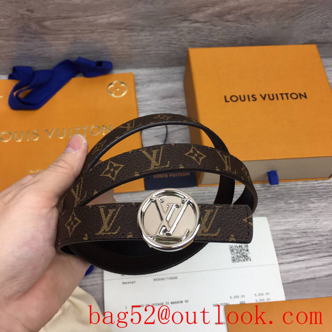 lv Louis Vuitton 20mm circle reversible silver buckle belt