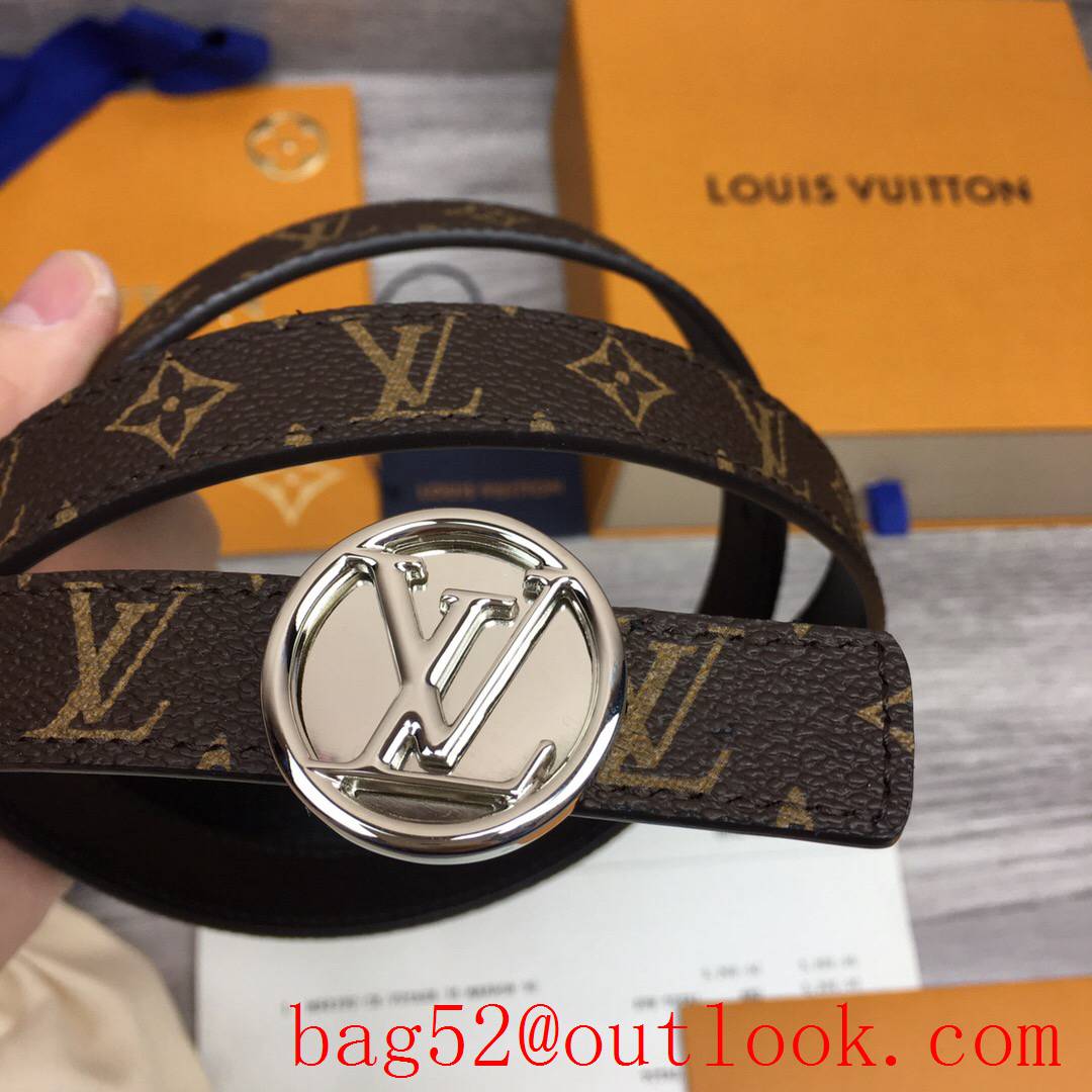 lv Louis Vuitton 20mm circle reversible silver buckle belt