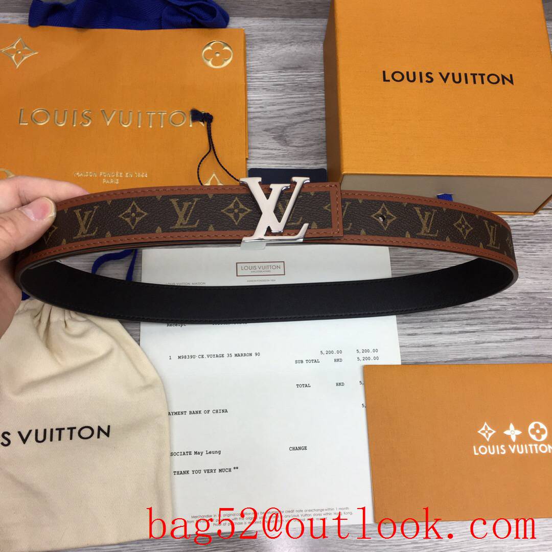 lv Louis Vuitton monogram iconic v silver 30mm reversible belt