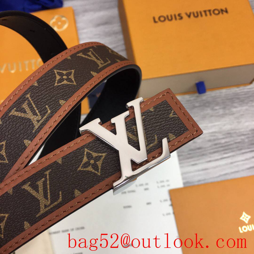 lv Louis Vuitton monogram iconic v silver 30mm reversible belt