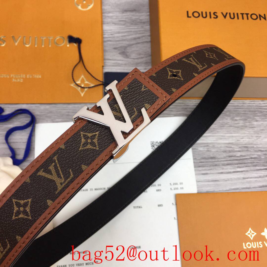 lv Louis Vuitton monogram iconic v silver 30mm reversible belt