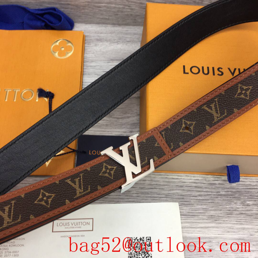 lv Louis Vuitton monogram iconic v silver 30mm reversible belt