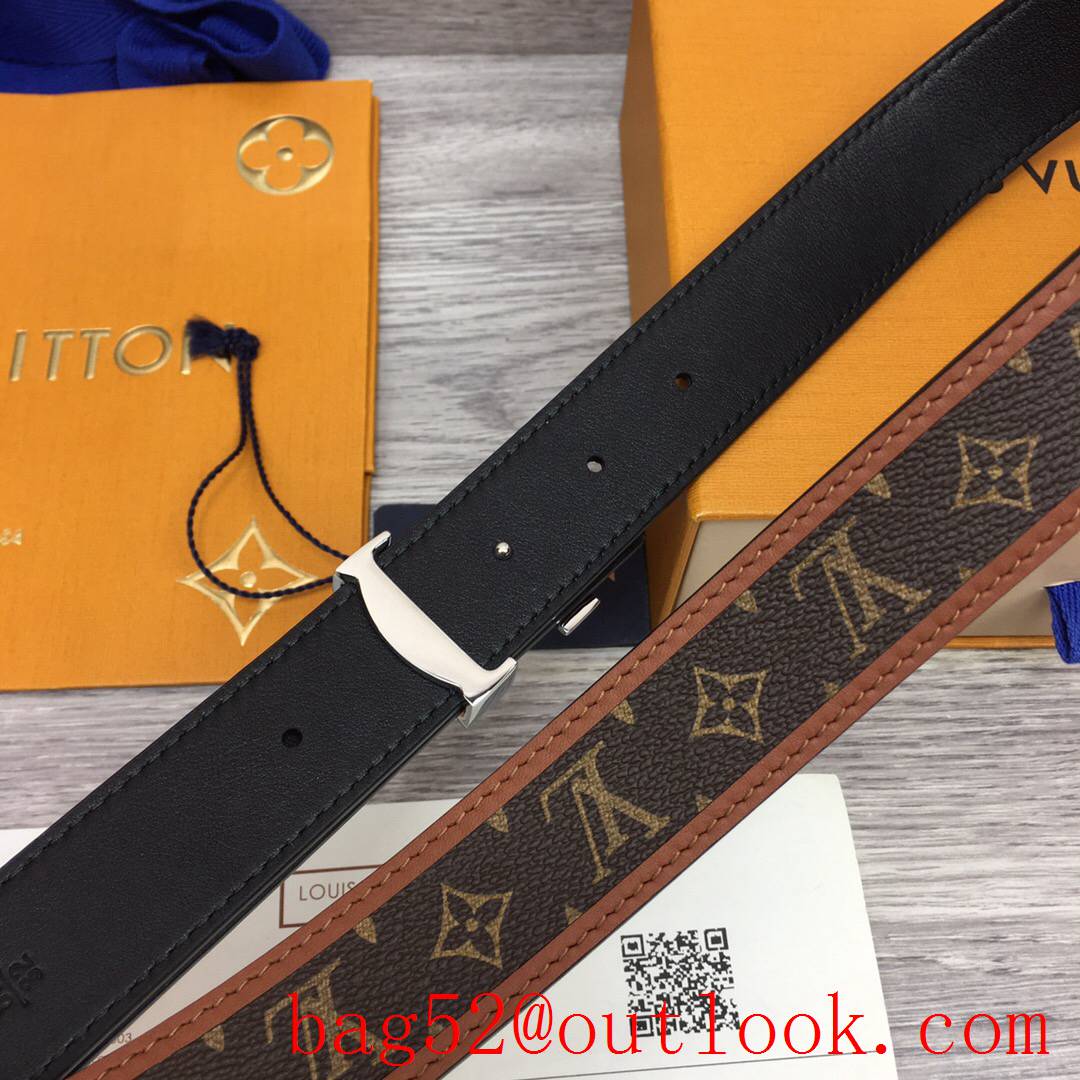 lv Louis Vuitton monogram iconic v silver 30mm reversible belt