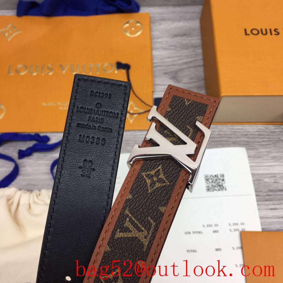 lv Louis Vuitton monogram iconic v silver 30mm reversible belt