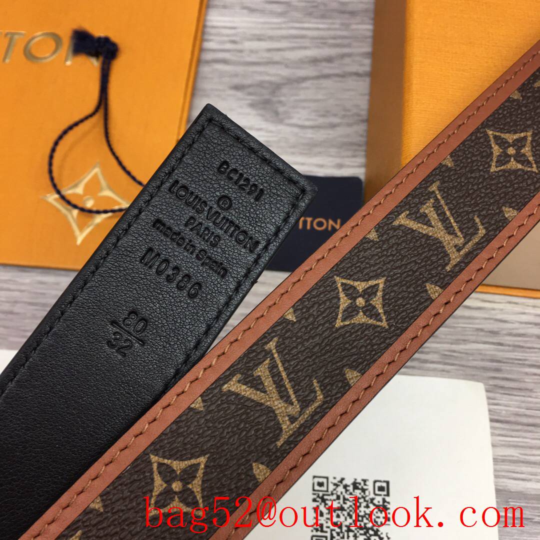 lv Louis Vuitton monogram iconic v silver 30mm reversible belt