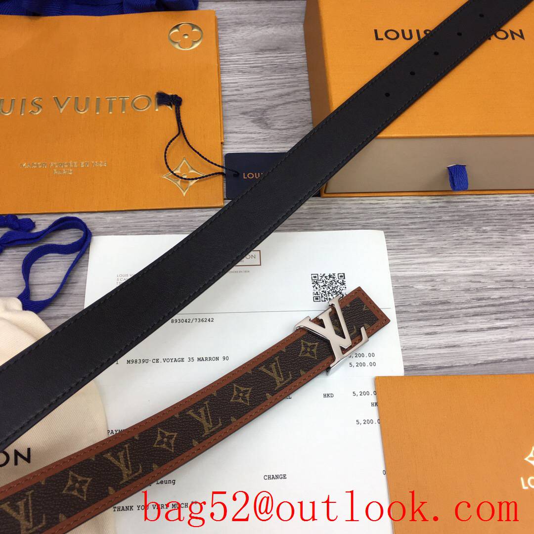 lv Louis Vuitton monogram iconic v silver 30mm reversible belt