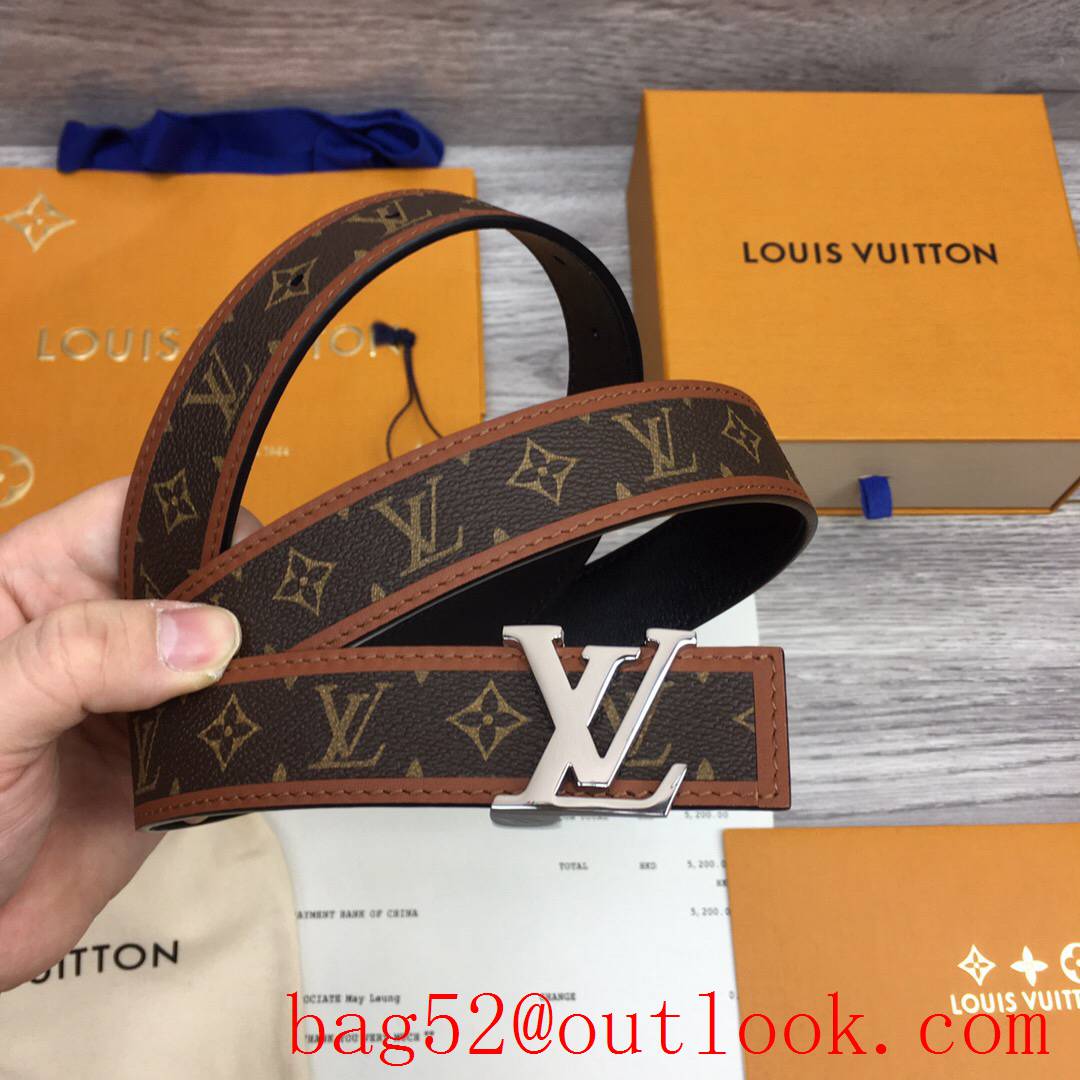 lv Louis Vuitton monogram iconic v silver 30mm reversible belt