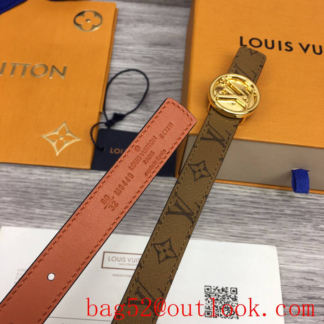 lv Louis Vuitton 20mm circle reversible gold buckle belt