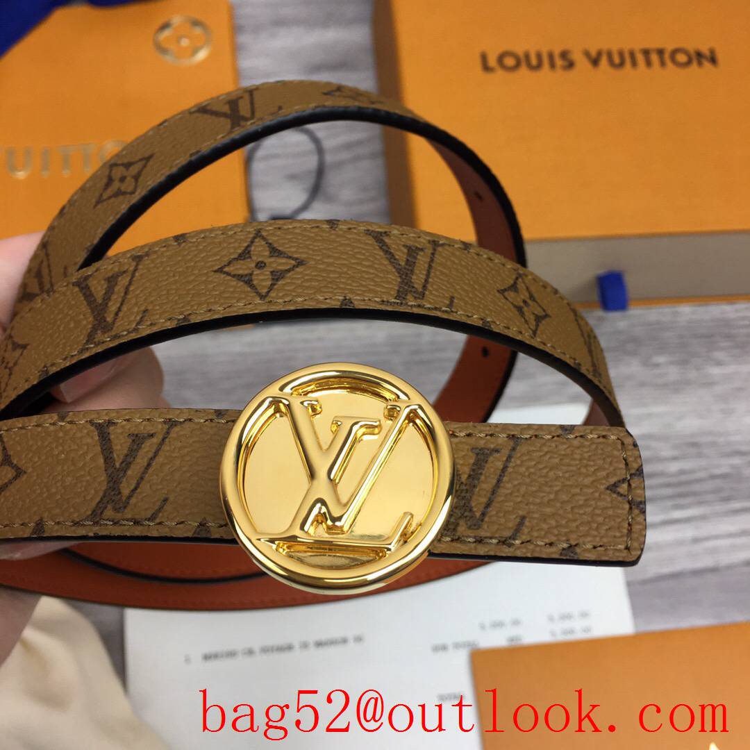 lv Louis Vuitton 20mm circle reversible gold buckle belt