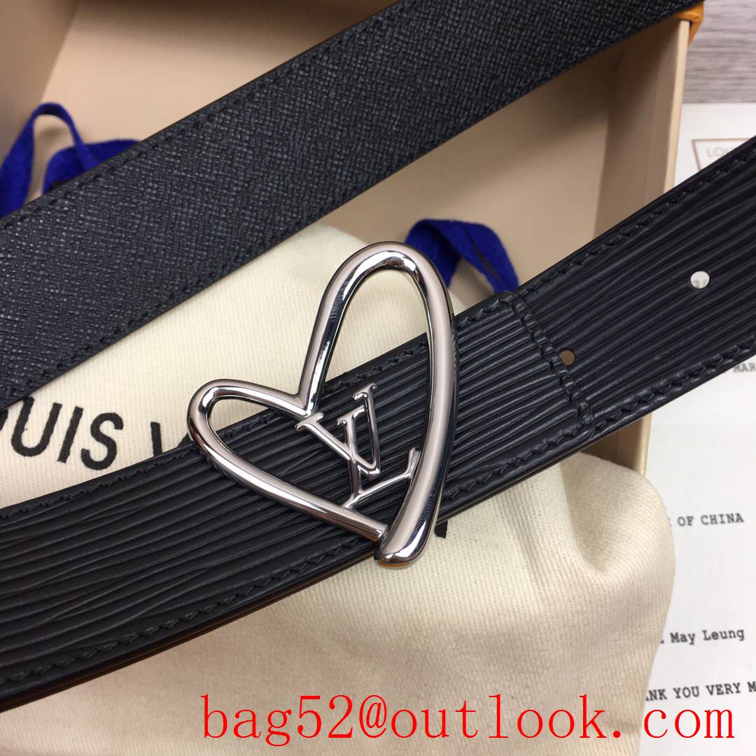 lv Louis Vuitton 30mm black fall in love reversible epi leather belt v silver